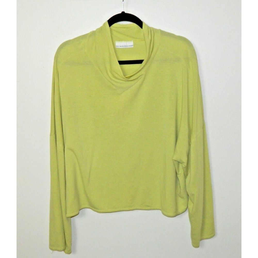 Bryn Walker Pullover Shirt Size Small Cowl Neck Lime Green Bamboo Organic Cotton
